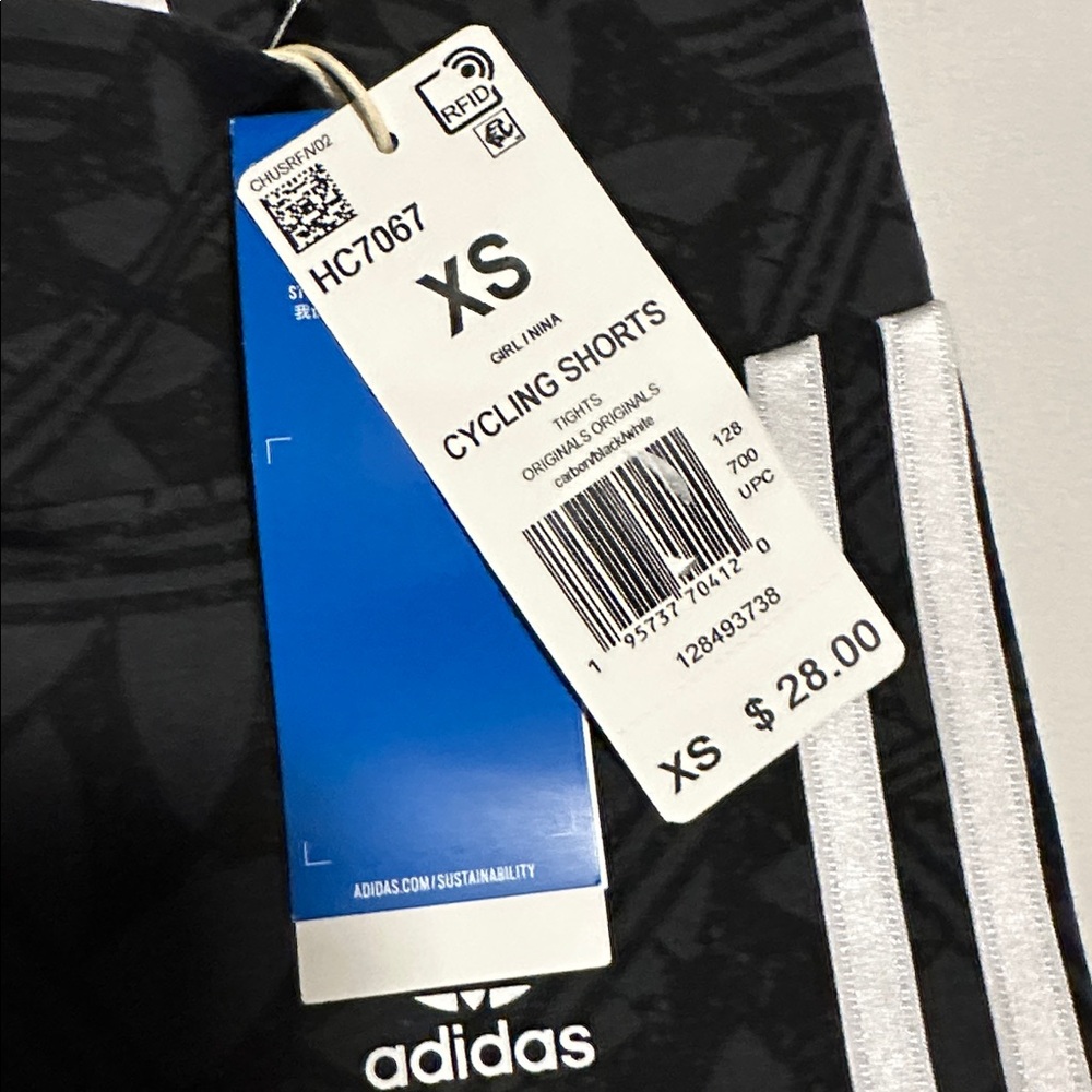 Adidas Women’s  Black and White Patterned Shorts - Picture 2 of 4